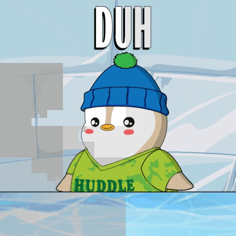 Cartoon Penguin in Blue Hat and Green Duh Shirt