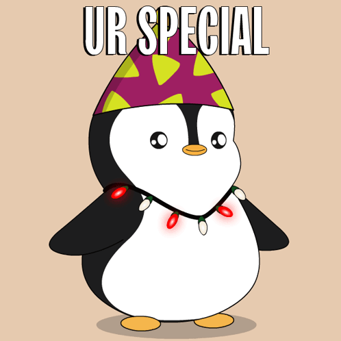 Cartoon Penguin In Party Hat Saying You're Special GIF