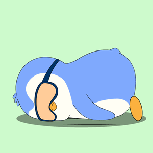 Cartoon Penguin Lying on Back
