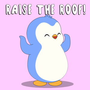 Cartoon Penguin Raising Roof