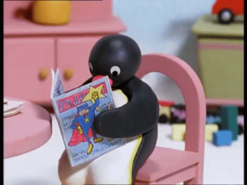 Cartoon Penguin Reading Magazine Gallo