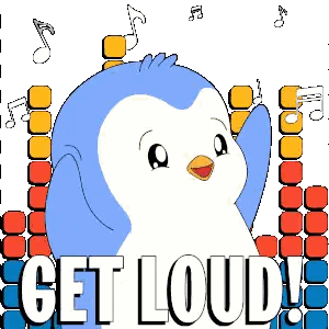 Cartoon Penguin Saying Get Loud
