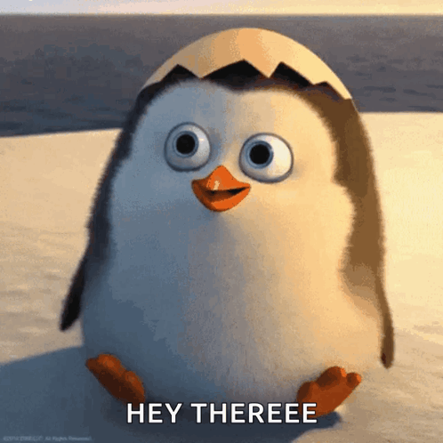 Cartoon Penguin Saying Hey Thereee