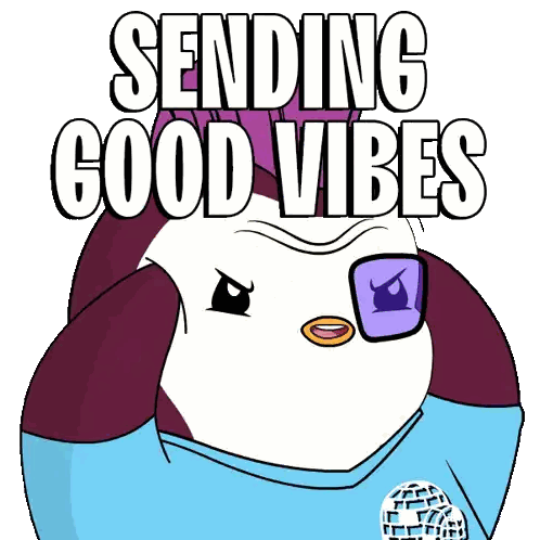 Cartoon Penguin Sending Good Vibes