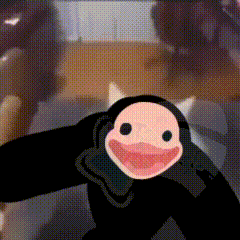 Cartoon Penguin Smiling In Front Of Person GIF