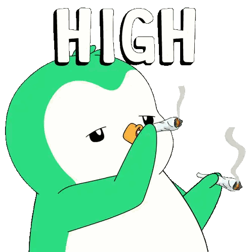 Cartoon Penguin Smoking Cigarette High