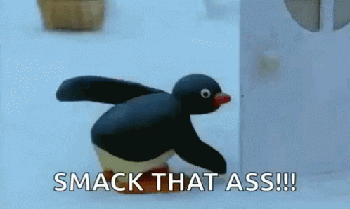 Cartoon Penguin Standing In Snow Smack That Ass GIF