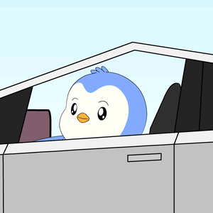 Cartoon Penguin Sticking Head Out Car Window