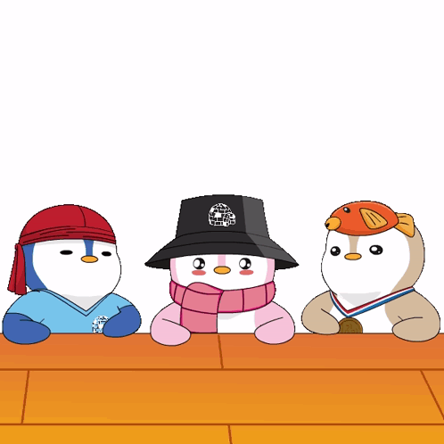 Cartoon Penguin Team High Five GIF