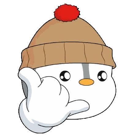 Cartoon Penguin Wearing Brown Beanie