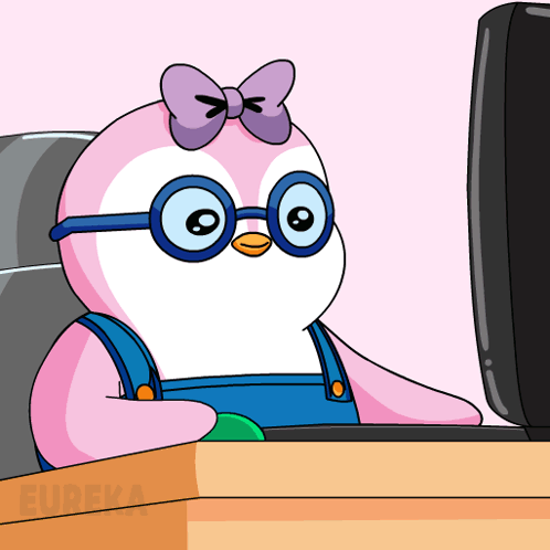 Cartoon Penguin Wearing Glasses and Overalls
