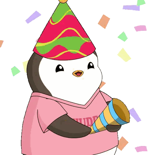 Cartoon Penguin Wearing Party Hat