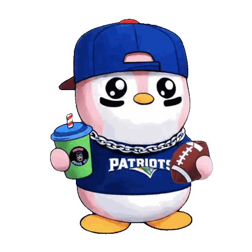 Cartoon Penguin Wearing Patriots Shirt