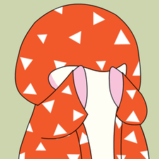 Cartoon Penguin Wearing Red and White Triangle Blanket