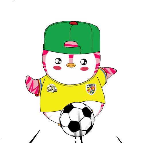 Cartoon Penguin Wearing Romania Shirt