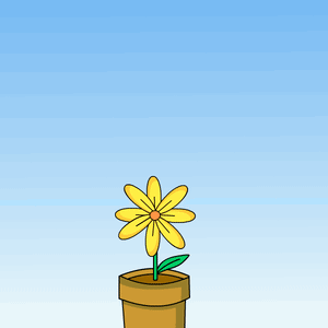 Cartoon Penguin With Flower Pot GIF