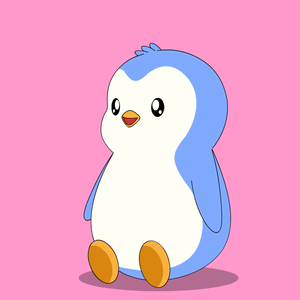 Cartoon Penguin with Green Cloud