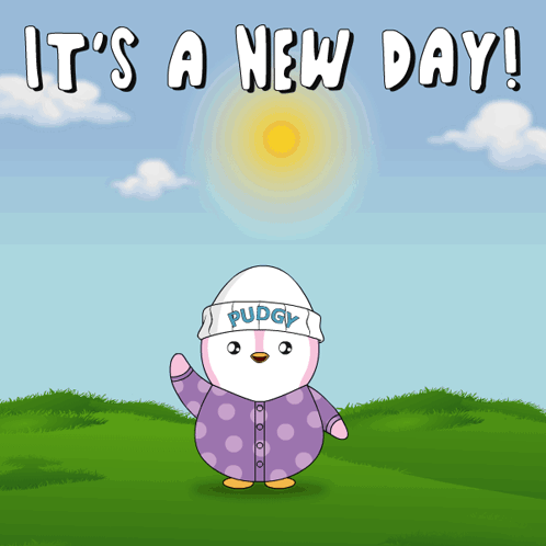 Cartoon Penguin with Hat Saying Pudgy