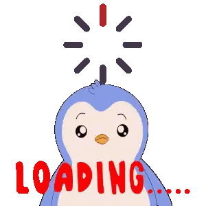 Cartoon Penguin With Loading Sign