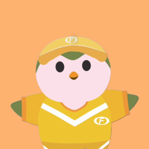 Cartoon Penguin with Yellow Hat and Letter F Shirt