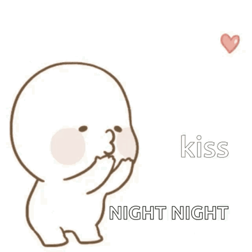 Cartoon Person Blowing Hearts Kiss Night Night