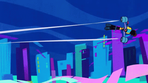 Cartoon Person Flying in Air