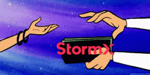 Cartoon Person Handing Wallet Saying Storm GIF