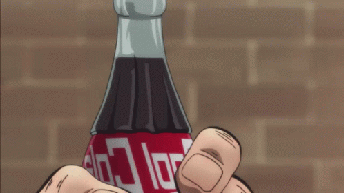 Cartoon Person Holding Bottle of Coca Cola