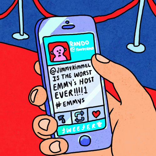 Cartoon Person Holding Cell Phone Jimmy Kimmel GIF