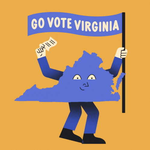 Cartoon Person Holding Go Vote Virginia Flag