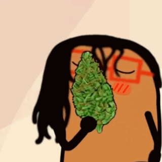 Cartoon Person Holding Marijuana Bud