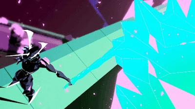 Cartoon Person Holding Sword Blue Pink Background