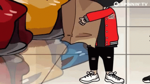 Cartoon Person In Red Jacket And White Sneakers GIF