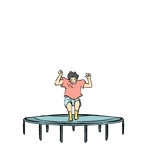 Cartoon Person Jumping on Trampoline Good Morning