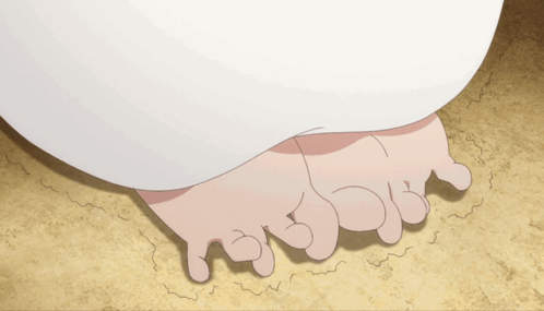 Cartoon Person's Feet Covered by White Towel