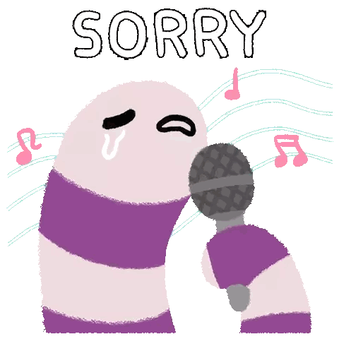 Cartoon Person Singing Into Microphone Saying Sorry