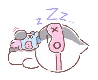 Cartoon Person Sleeping with Pink Eye Mask
