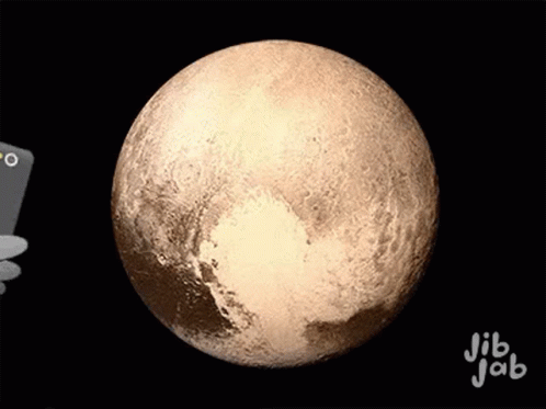 Cartoon Person Taking Picture of Pluto with Phone