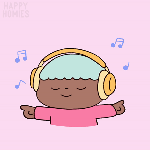 Cartoon Person Wearing Headphones Happy Homies