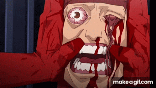 Cartoon Person With Blood Coming Out Of Eyes And Mouth GIF