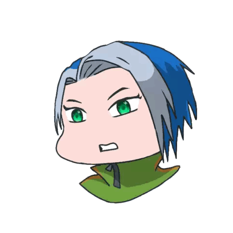 Cartoon Person with Blue Hair and Green Shirt