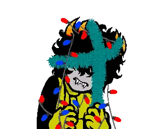 Cartoon Person with Christmas Lights