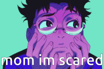 Cartoon Person With Glasses Saying Mom Im Scared
