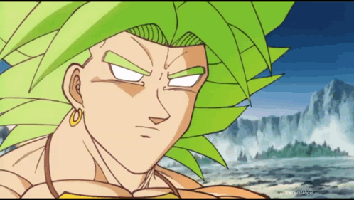 Cartoon Person with Green Hair and Waterfall