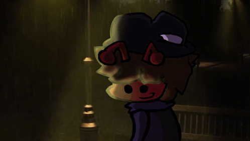 Cartoon Person With Hat and Red Eyes