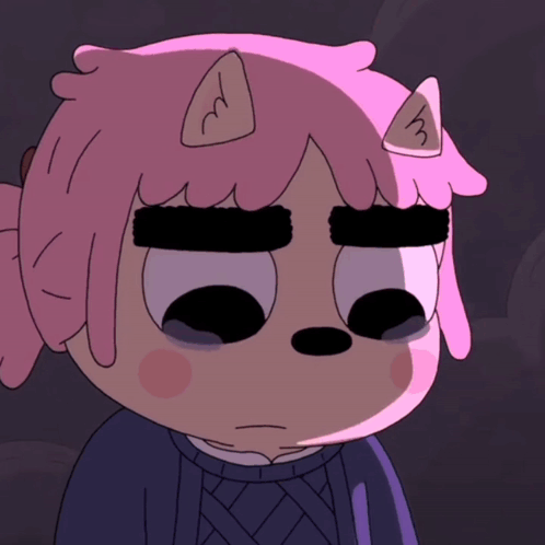 Cartoon Person with Pink Hair