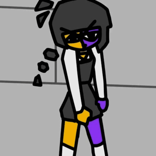 Cartoon Person with Purple Face
