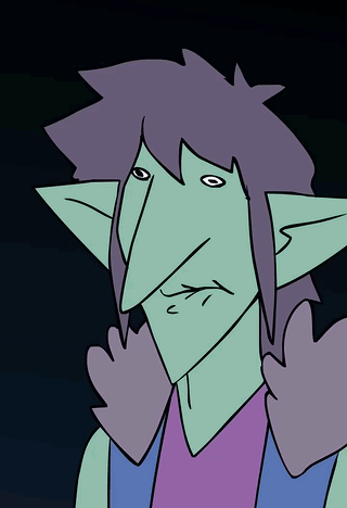 Cartoon Person With Purple Hair And Green Ears GIF