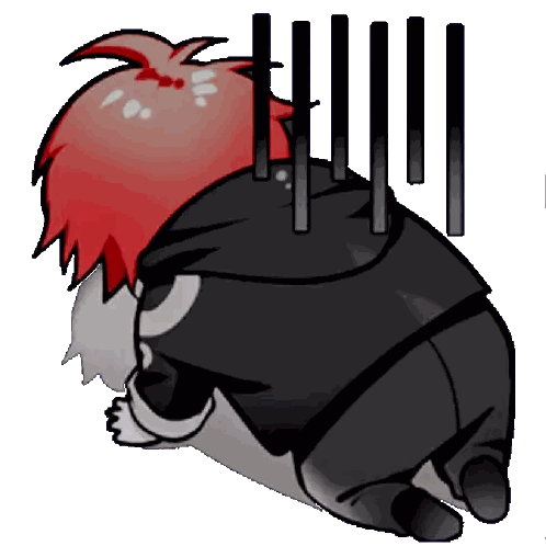 Cartoon Person with Red Hair and Black Pants