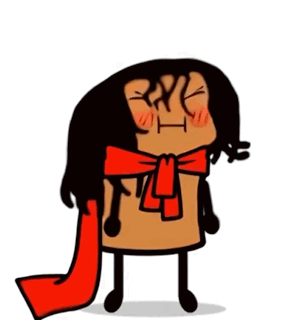 Cartoon Person with Red Scarf